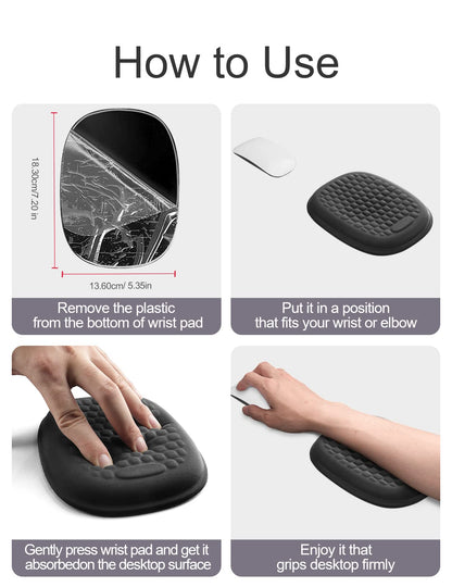Vaydeer Wrist Rest Pad - Ergonomic elbow protector with gel armrest for desk, memory foam armrest support for office, gaming, computer, laptop, Mac - Black, 1 pair