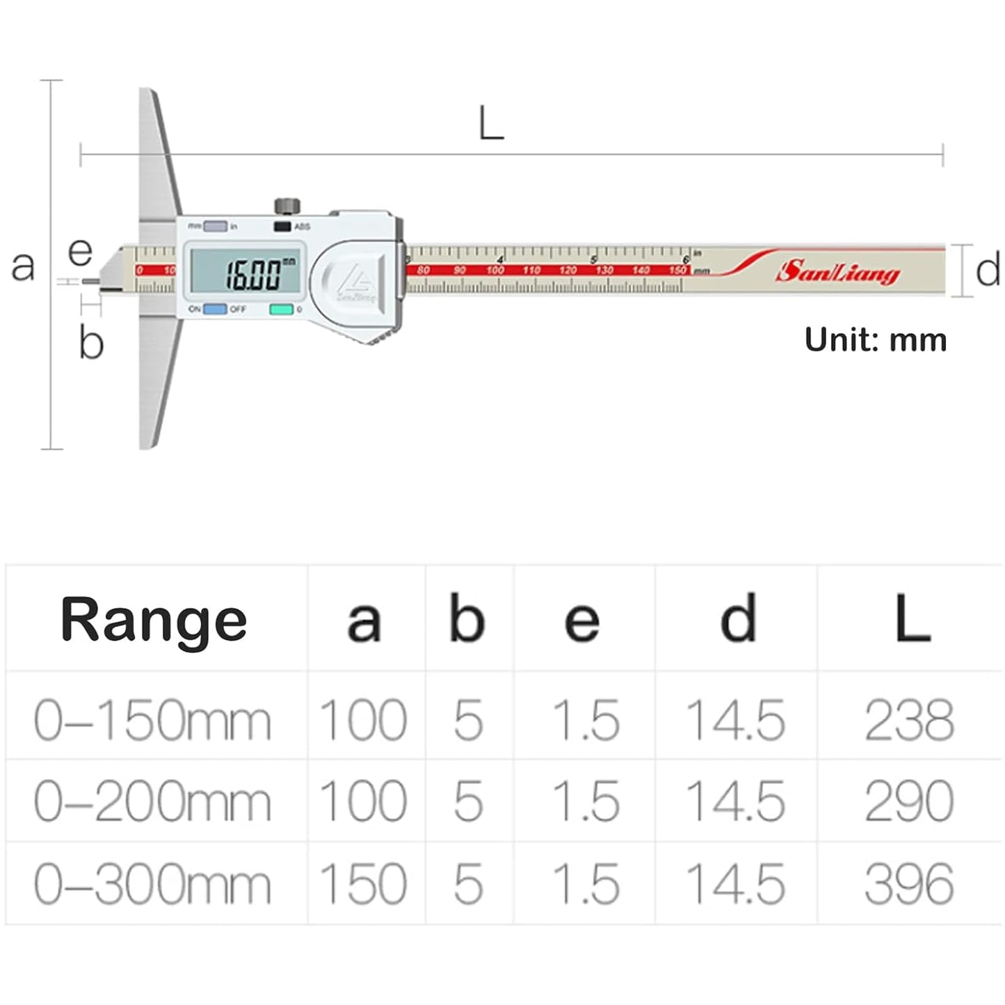 0-150mm Digital Depth Gauge with measuring pin, 0.01mm high-precision stainless steel digital depth gauge with mm/inch measuring system, depth measurement tool (0-150mm)