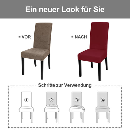 Yugarlibi Chair Covers 4 Pack Stretch Chair Covers Elastic Chair Cover Removable Washable Chair Protectors for Kitchen Restaurant Hotel Banquet Wedding (Bordeaux, 4 Pieces)