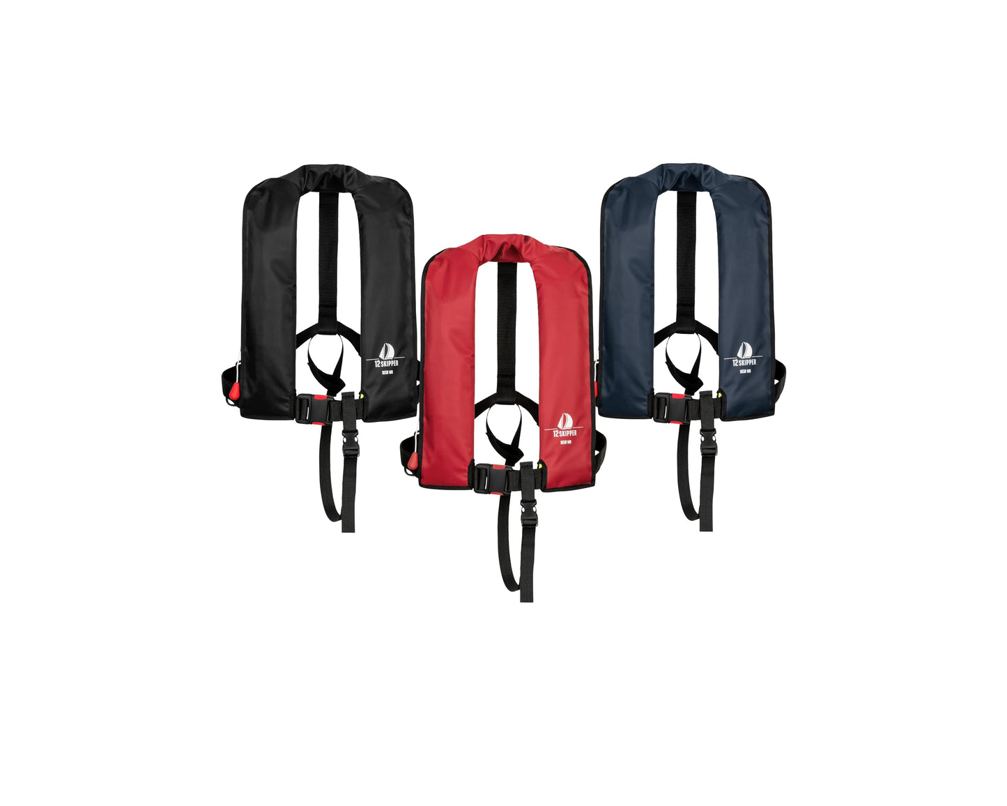 12skipper automatic life jacket 165N ISO with waistbelt, black.