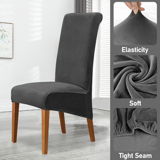 Ruucy Chair Covers Velvet XL 4 Pack, Stretch Chair Cover for Dining Chairs, Washable Armchair Cover Universal Chair Slipcover for Dining Room, Hotel, Banquet, Wedding, Party (Black)