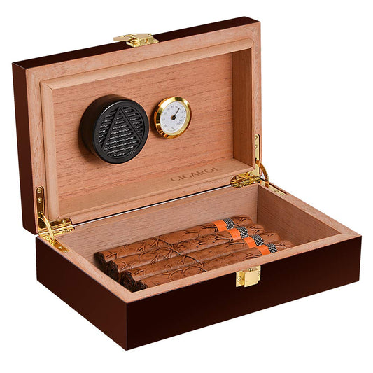Volenx Humidor, Portable Travel Cigar Humidor, Handmade Cigar Case with Humidifier and Hygrometer, Holds up to 10 Cigars, Great Gifts for Men (Cigars not included)