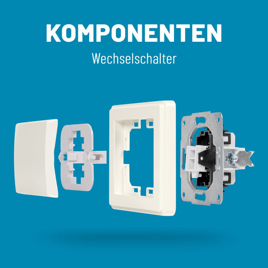 ABSINA 6 Piece Flush-mounted Switch White 250V AC 10A with Frame Insert and Switch Label - Switch Switch Flush-mounted Switch