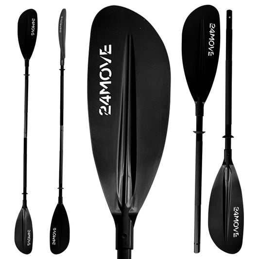 24MOVE® Double Paddle LAGO Paddle 220cm Canoe Paddle Aluminum, Stand-Up Paddling, Paddle for Kayak, Inflatable Boat, Adjustable, Black