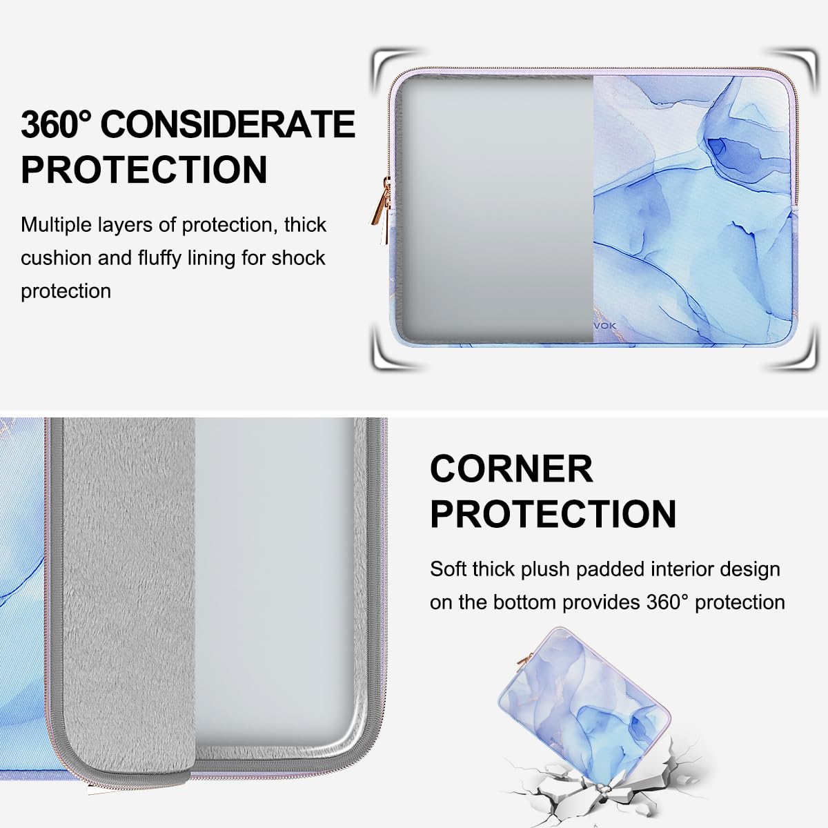 ARVOK Laptop Sleeve for MacBook Air 13 M3 M2 M1 2024 2023-2012, MacBook Pro 14/13 M4 M3 M2 M1, Sleeve Case for 13 Inch Surface Laptop, MateBook D14, Lenovo Dell