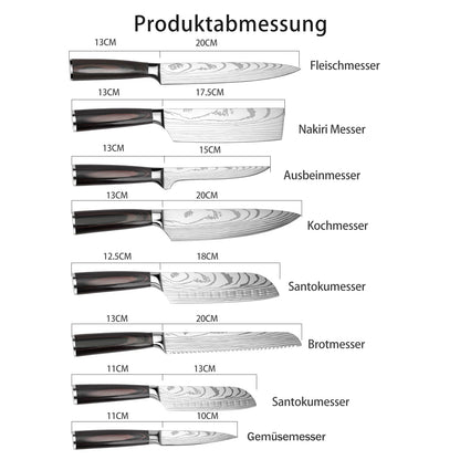 Gustrug 8-piece kitchen knife set made of high-quality stainless steel, ultra sharp knives with ergonomic handles, gift box, perfect for home and restaurant cooking.