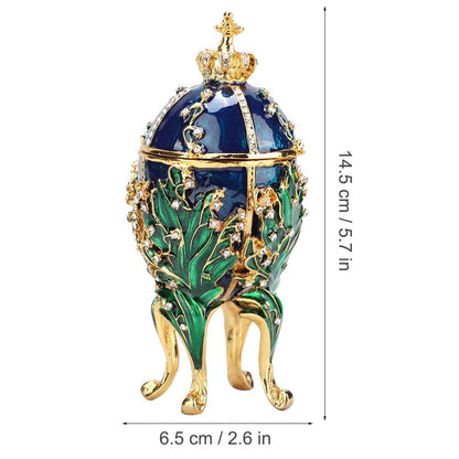 Jewelry box in egg shape, Fabergé egg, Easter egg, Russian craftsmanship, birthday, wedding, Christmas gift for her, girls, ladies, 4 colors (blue).