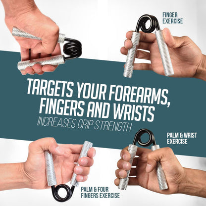 Longest Metal Handle Set, 45.4kg, 90.7kg, 3-pack, non-slip, sturdy grip strengthener with gift box, great wrist and forearm trainer, hand gripper, strength trainer.
