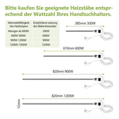 S'AFIELINA Heating Element with Thermostat for Bathroom Towel Warmer 300 watts European Plug White