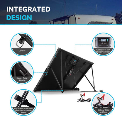 Renogy 200-Watt solar panel, 12 volts, portable with waterproof 20A charge controller, foldable 100W solar suitcase with adjustable stand, solar charger for power stations, RVs, camping, and...
