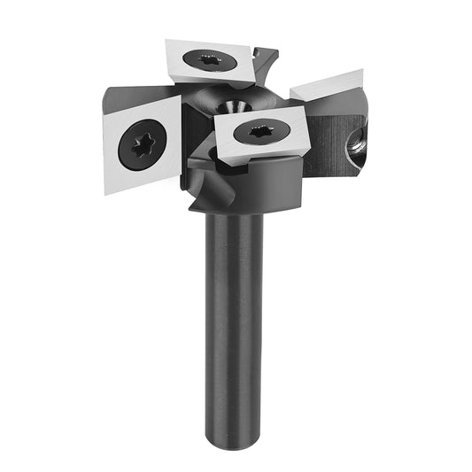 SpeTool 8mm shank 38.1mm diameter planing cutter for router planer cutter for wood with inserts 2+2 flutes CNC router surface planer flatten bit.
