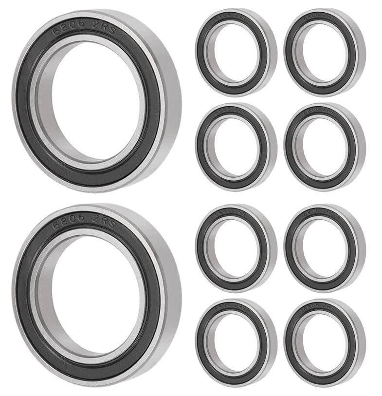 10 pieces 6806 2RS ball bearings 30 mm x 42 mm x 7 mm double sealed deep groove ball bearings for DIY, lathes, motors, 3D printers, milling machines, various mechanical devices, etc.