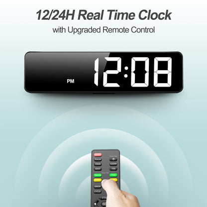Gym Timer 15" Large LED Display Wall Clock|Interval Workout|Countdown & Up|Stopwatch|12 Adjustable Volume|3 Installation Options|Digital Timer for Fitness Home Garage Gym and Outdoor Sport