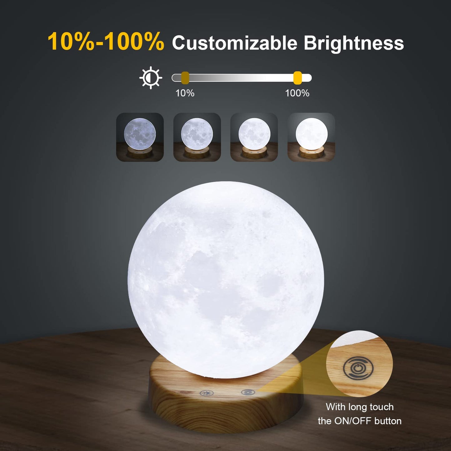 Deng Jr daylight lamp 10000 Lux Moon light therapy lamp, simulation of daylight, UV-free sunlight lamp with remote control, 3 color temperatures, adjustable light intensities, and timer