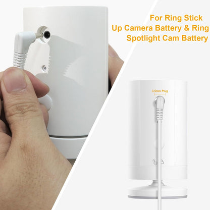 Solar panel charger for Ring Spotlight Cam and Ring Stick Up Cam, IP65 waterproof solar panel with 5V 10W charging, 9.8ft long cable (CSP4W-DC-W).