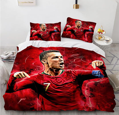 WSFST Soccer Star Duvet Cover 135x200 Bedding Set 2 Piece Duvet Covers Set Microfiber Bedding With Zipper And 1 Pillowcase 80x80 cm
