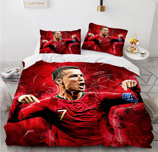 WSFST Soccer Star Duvet Cover 135x200 Bedding Set 2 Piece Duvet Covers Set Microfiber Bedding With Zipper And 1 Pillowcase 80x80 cm