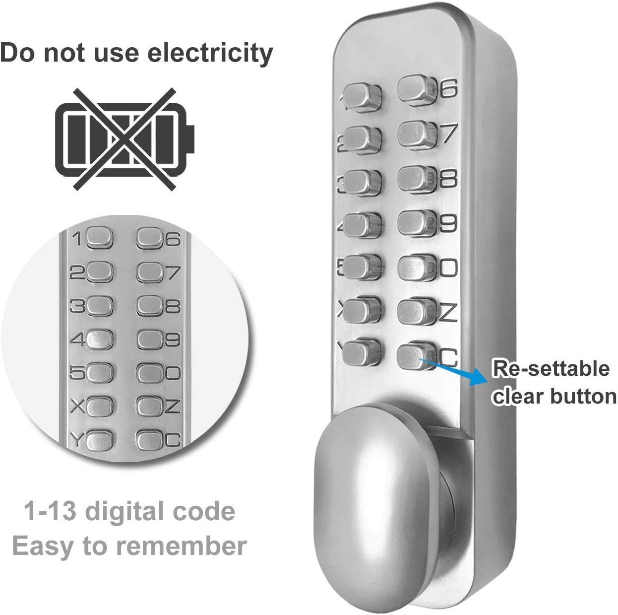 Spotact keyless door lock with mechanical code lock retro style 6-password lock suitable for garage, hotel, office, studio, warehouses.