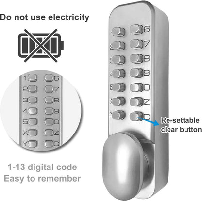 Spotact keyless door lock with mechanical code lock retro style 6-password lock suitable for garage, hotel, office, studio, warehouses.