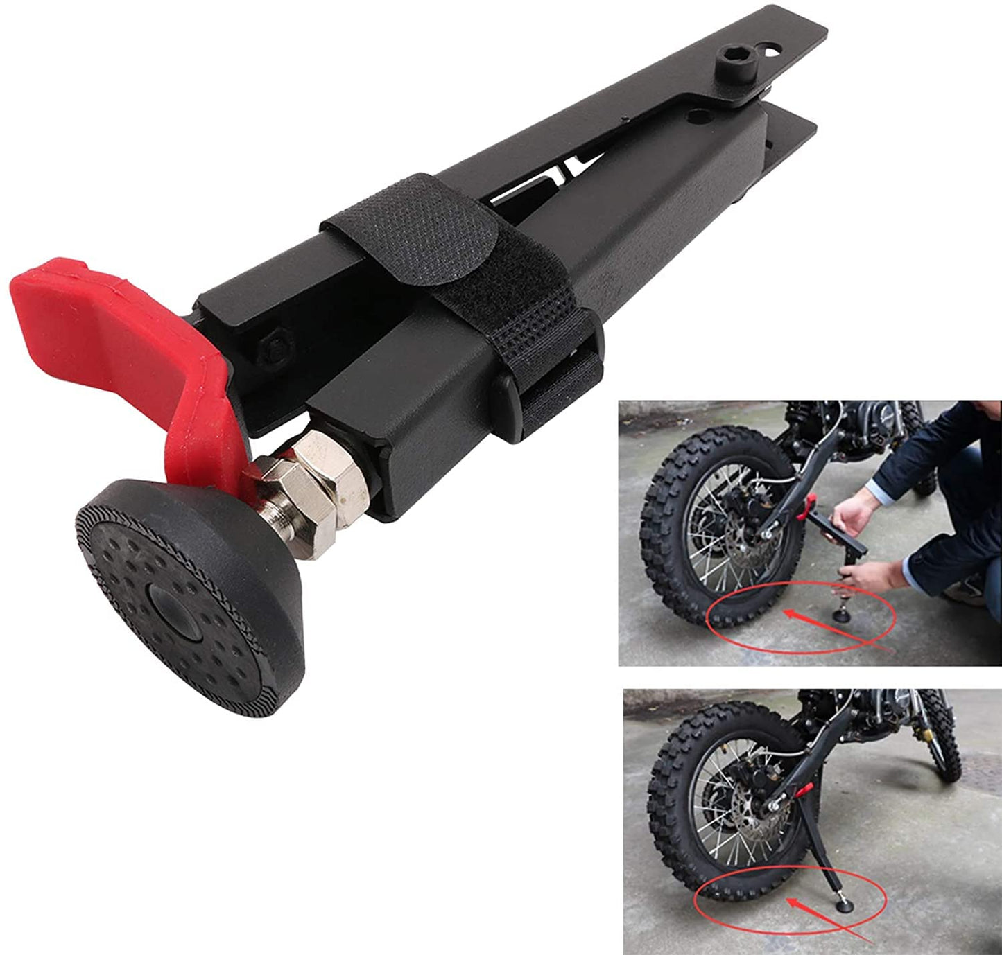 JFG RACING Motorcycle Stand Rear, Front and Rear Stand with Cleaning Brush for most motorcycles Motocross Enduro Pit Bike Dirt Bike Surron Talaria Sting E-Bike Red