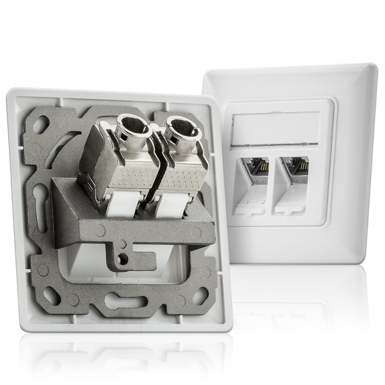 deleyCON 48x Keystone Module CAT 6a Jack - Fully Shielded STP RJ45 Socket Tool-Free Thanks to Snap-In Installation CAT Raw Cable 500 MHz 10 Gbit/s