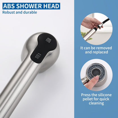 HOMELODY kitchen faucet with 2 spray modes pull-out sprayer sink faucet with spray 304 stainless steel kitchen faucet high pressure mixer 360° swivel single lever faucet, brushed