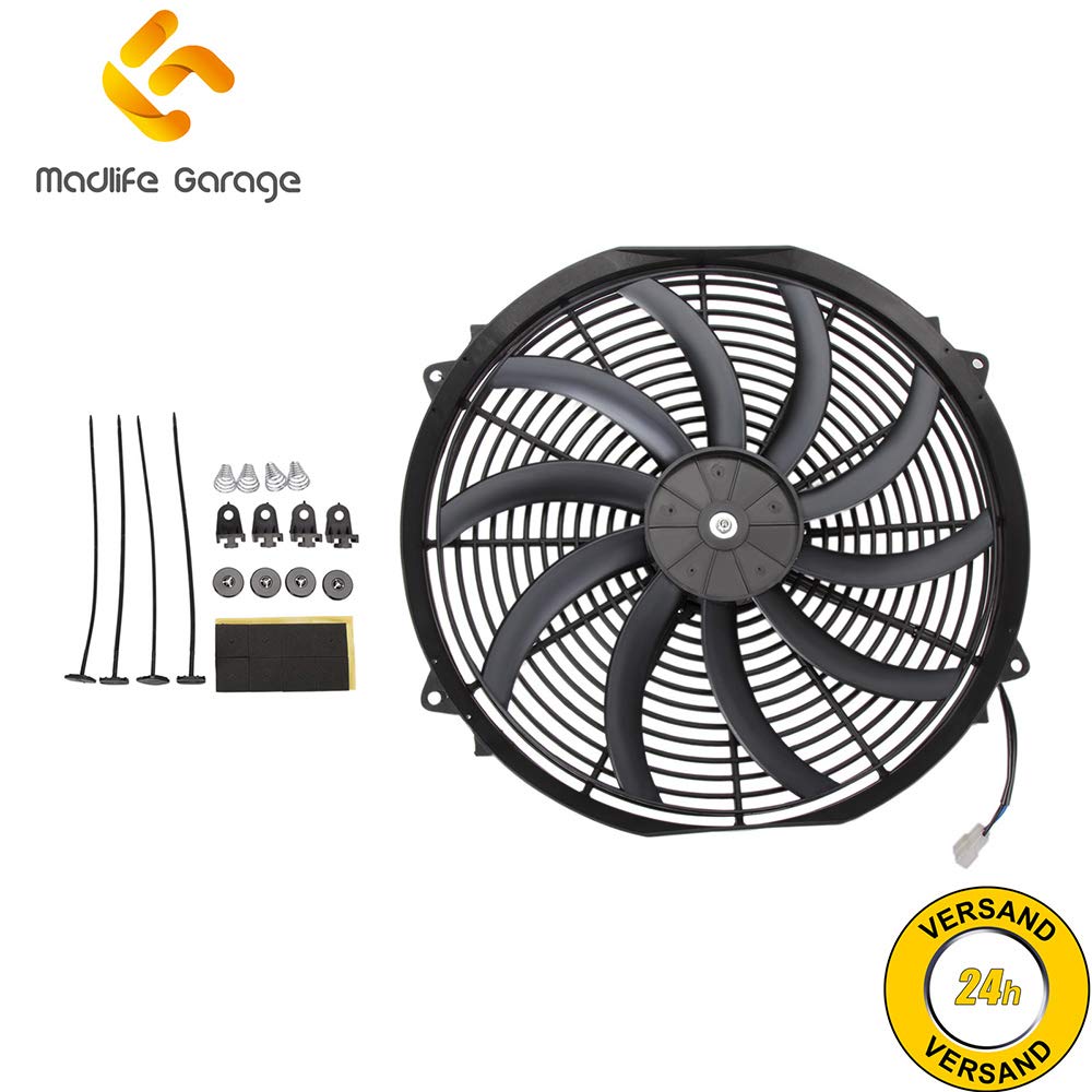 Madlife Garage Universal 16" 120W Fan Cooler Radiator Fan Cooling Fan with Mounting Kit