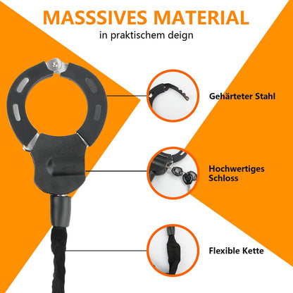 E-Scooter lock, lock for E-Scooter and scooter lock, robust security handcuff cable lock for bike, scooter, Segway, Ninebot, Xiaomi, NIU and scooter lock.