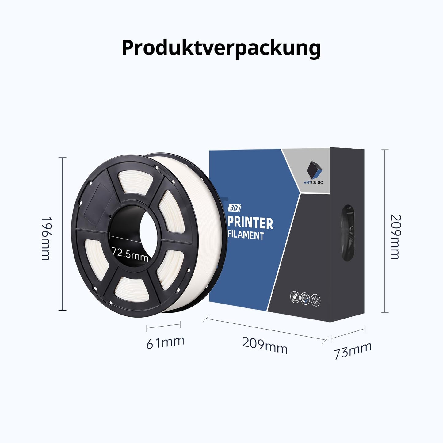 ANYCUBIC ASA Filament 1.75mm, 3D printer filament suitable for printing outdoor functional parts, weather and heat resistant. 1KG White