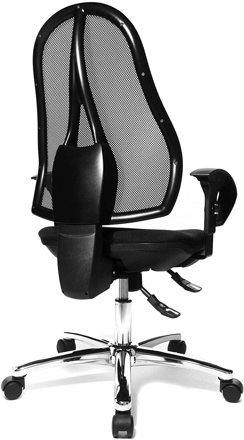 Topstar Open Point SY Deluxe, ergonomic syncro-disk swivel chair, office chair, desk chair, including armrests (adjustable height), fabric, black