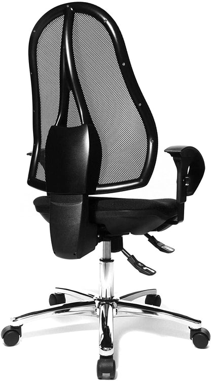 Topstar Open Point SY Deluxe, ergonomic syncro-disk swivel chair, office chair, desk chair, including armrests (adjustable height), fabric, black
