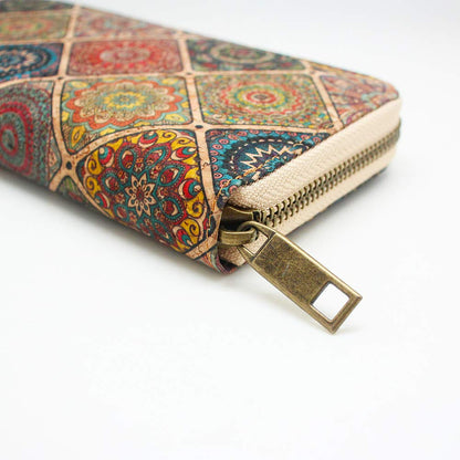 Boshiho Cork Vegan Wallet Women Purse Large Capacity Long Cork Wallet with Zipper Smartphone Clutch with Card Holder Coin Pocket Vegan Gift