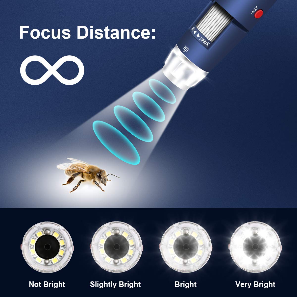Jiusion HD 2MP USB Digital Microscope 40-1000X Portable Magnification Endoscope Camera with 8 LEDs Stable Aluminum Alloy Stand for OTG Android Mac Windows 7 8 10 11 Linux