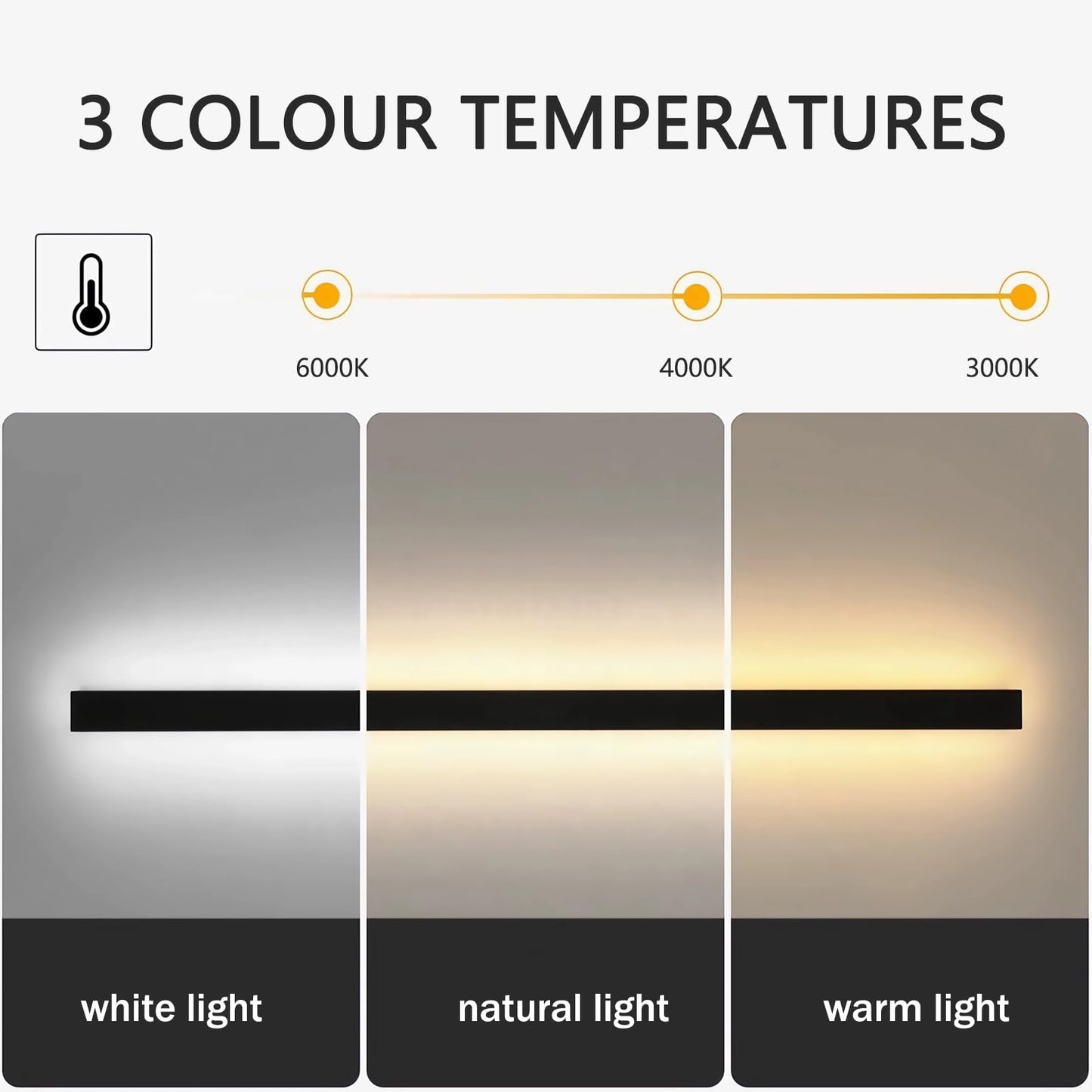 HMAKGG LED Long Wall Light Indoor Black, Wall lamp Staircase Modern 3 Color Temperature Hall Lighting, Lamp Wall Up Down Wall Light 26W Metal Hallway Lamp, for Living Room Bedroom, 120cm