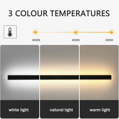 HMAKGG LED Long Wall Light Indoor Black, Wall lamp Staircase Modern 3 Color Temperature Hall Lighting, Lamp Wall Up Down Wall Light 26W Metal Hallway Lamp, for Living Room Bedroom, 120cm