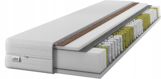 IZER Mattress GoldPLUS 70x190 cm with COCONUT material | 2 in 1 (H3 and H4) | 7 zones | Pocket spring core | Quilted cover | Innerspring mattress