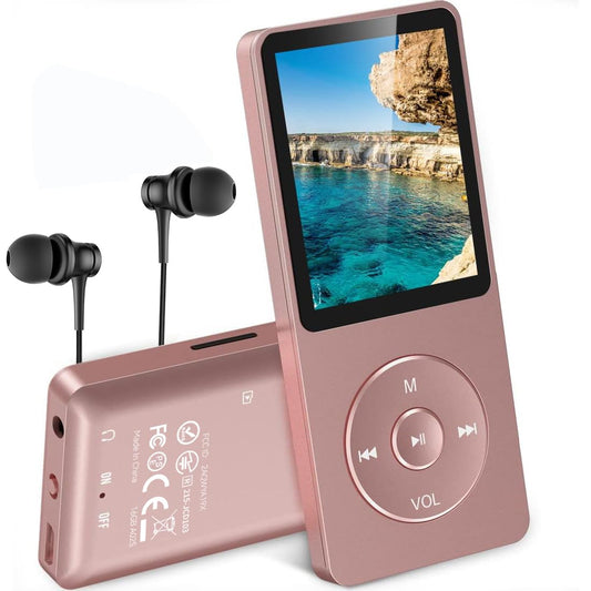 AGPTEK MP3 Player, 8GB/16GB MP3 Player 70 hours playback time MP3 Player (8GB, Rose Gold)
