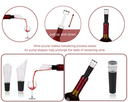 Corkscrew, Bi-Comfort Electric Wine Opener, Automatic Bottle Opener, Wine Bottle Opener Luxury Gift Set includes foil cutter, wine pourer, and vacuum wine stopper.
