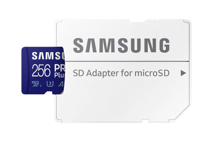 Samsung PRO Plus microSD card, 256GB, UHS-I U3, Full HD & 4K UHD, 160MB/s Read, 120MB/s Write, Memory Card for Smartphone, Drone, or Action Cam, Incl. SD Adapter, MB-MD256KA/EU