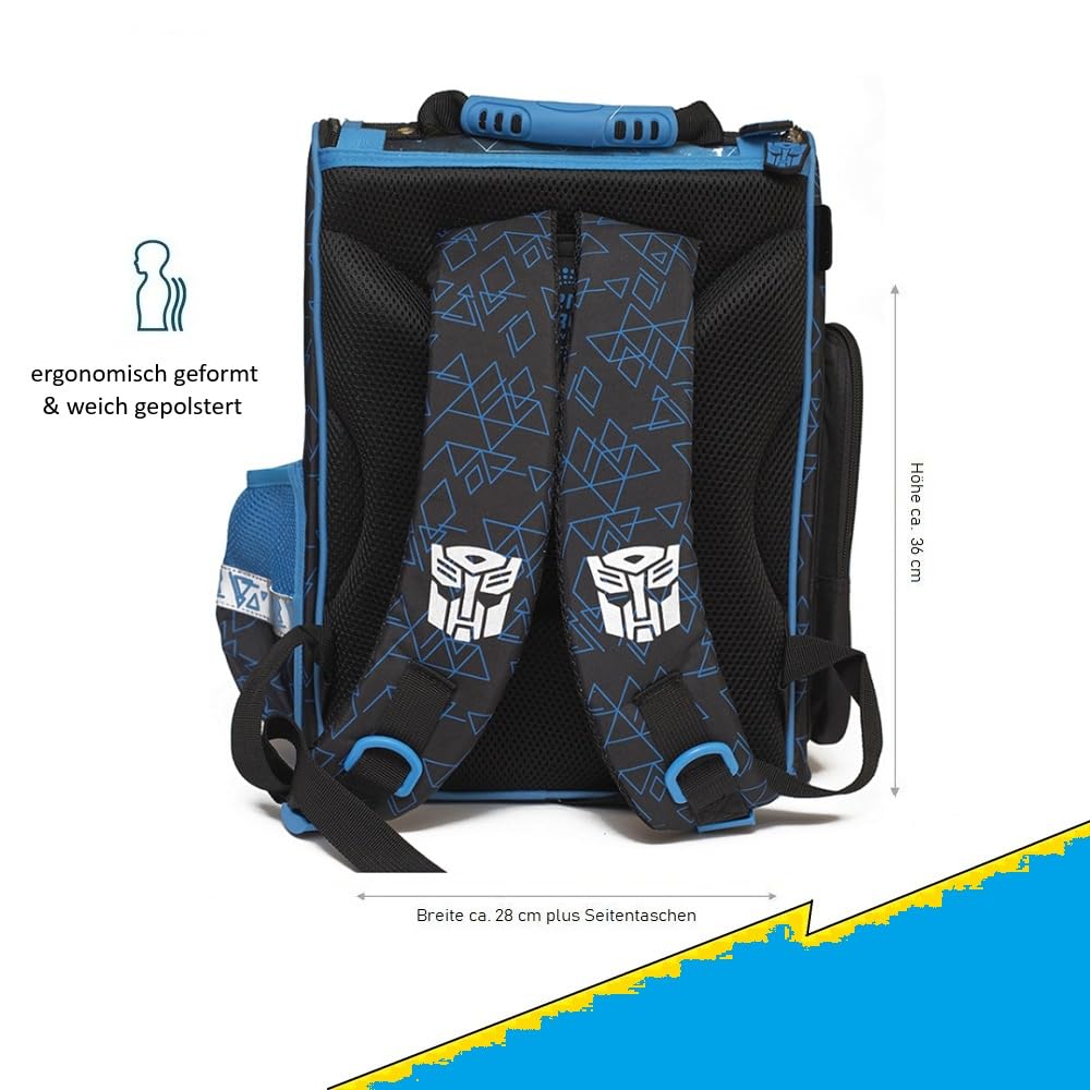 Familando Transformers school backpack set complete 8-piece with pencil case and gym bag, ergonomic school bag for boys and girls 1st to 4th grade.