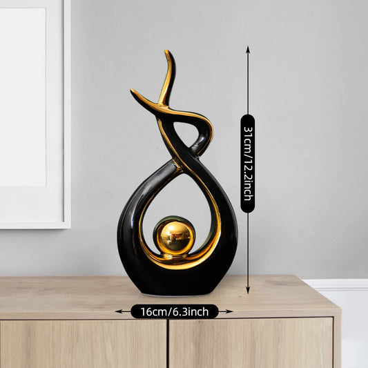 Ceramic decorative object, modern sculptures abstract decor, living room modern decoration abstract craft for decoration bedroom table decoration office sculpture apartments and statues (black)