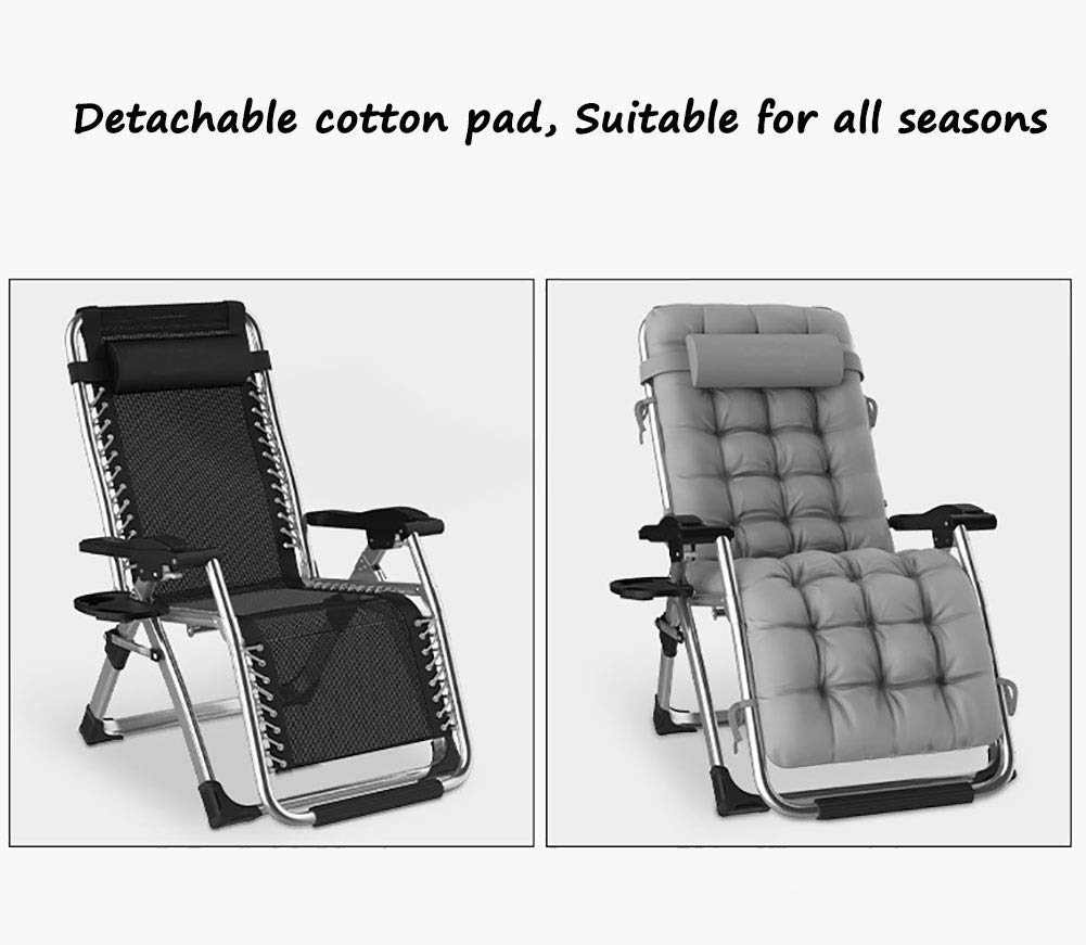 DQCHAIR deck chairs, recliners, zero gravity loungers, chaise lounges, garden rocking chairs for beach camping. Supports up to 200 kg (Color: Gray).