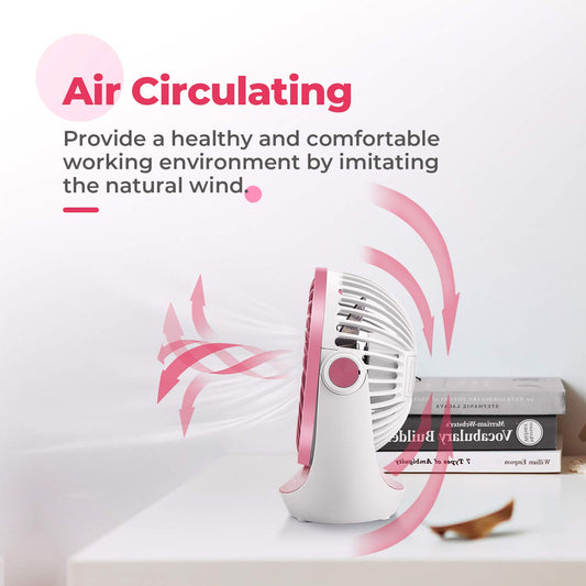 OCOOPA USB Fan, small desk fan with strong airflow and quiet operation 3 speeds, 360° rotatable head, easy to carry for office, home, and outdoor.