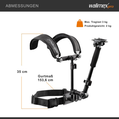 Walimex Pro Video Shoulder Rig for Camera & Camcorder - Ergonomic, Adjustable & Comfortable - Ideal for Extended Photography and Filming Sessions - Includes Quick Release Plate & Zoom Ring