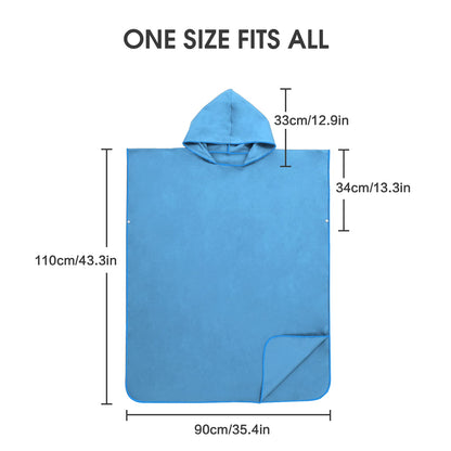 MOKANI Surf Poncho Changing Robe for Women Men Adults Teens, Ultralight and Quick-Drying, Microfiber Towel Poncho also serves as a changing robe at the beach (Blue)
