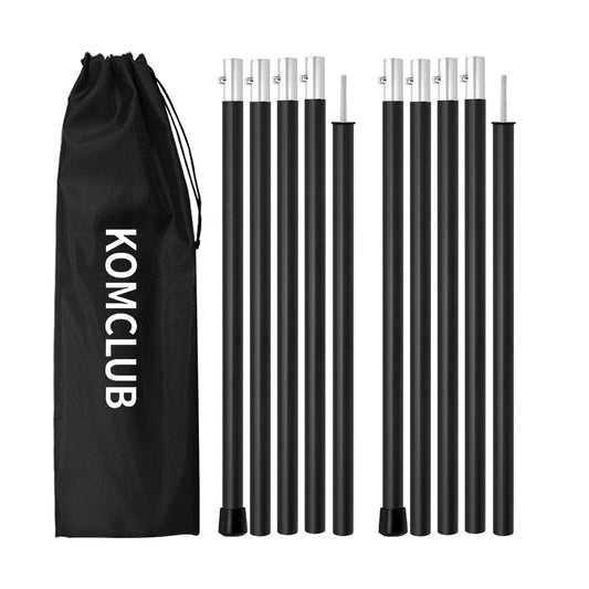 KOMCLUB Tent Poles Tarp Poles - Aluminum Telescopic Poles for Tent Flies Tarps, Lightweight, Adjustable Replacement Tent Poles Outdoor Sports Camping 1.9m