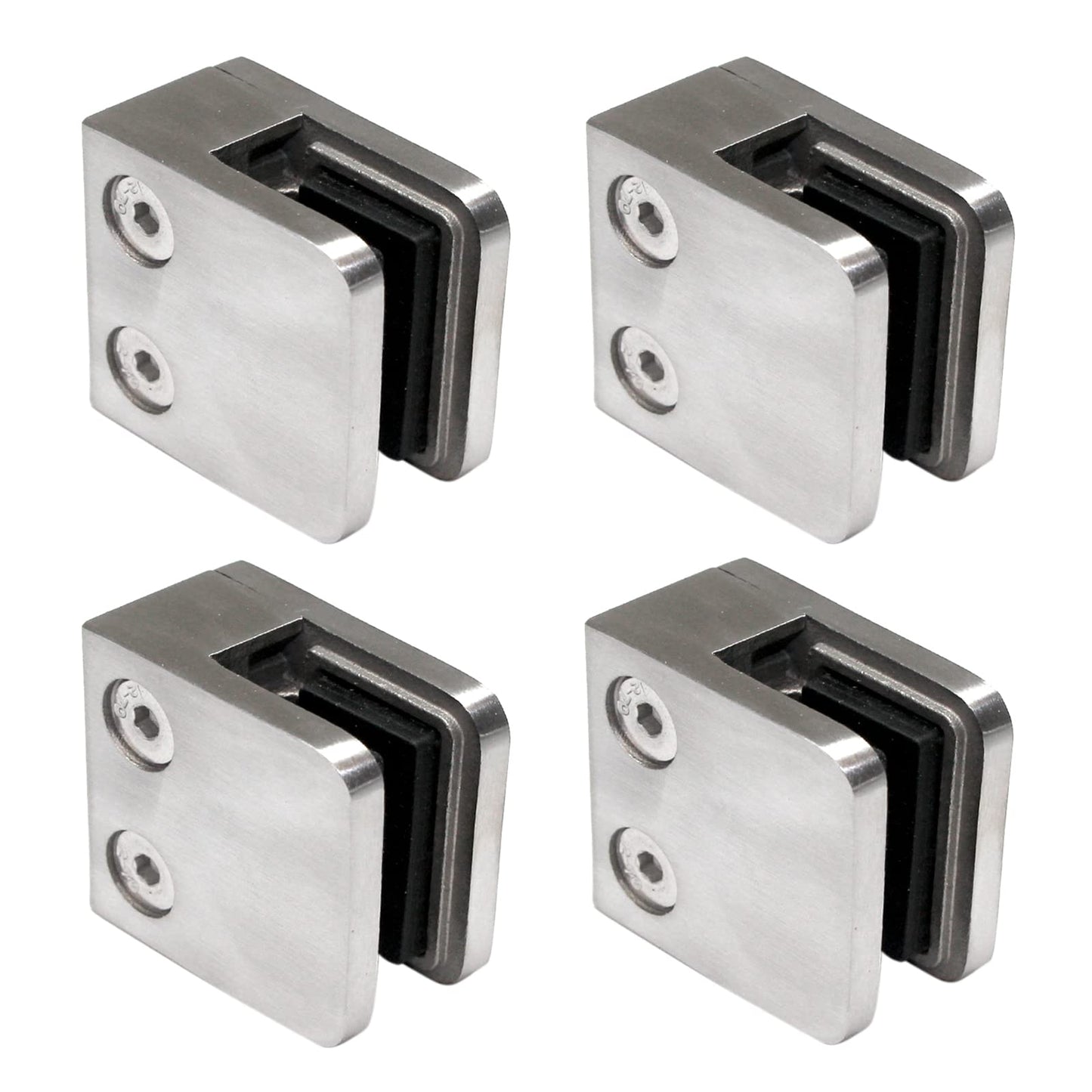 PRIOstahl glass holder glass clamps spacer holder clamp holder - 4 pieces 45 x 45 x 26 mm Connection: Flat for glass 6.76 mm glass clamp holder glass panel holder for railings stainless steel V2A.