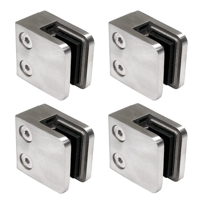 PRIOstahl glass holder glass clamps spacer holder clamp holder - 4 pieces 45 x 45 x 26 mm Connection: Flat for glass 6.76 mm glass clamp holder glass panel holder for railings stainless steel V2A.