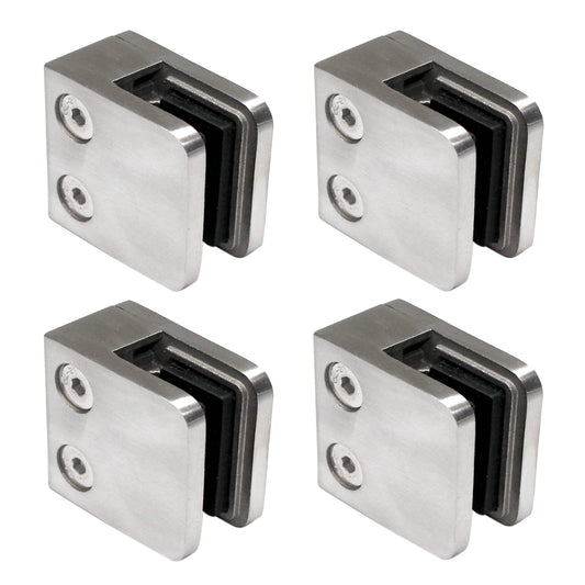 PRIOstahl glass holder glass clamps spacer holder clamp holder - 4 pieces 45 x 45 x 26 mm Connection: Flat for glass 6.76 mm glass clamp holder glass panel holder for railings stainless steel V2A.