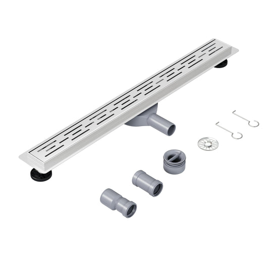 Neodrain shower drain 80cm stainless steel floor drain - 360° siphon drainage channel extra flat with odor stop hair sieve and drainage pipe adapter for bathroom, outdoor area